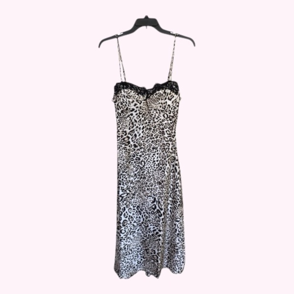 NWT ASTR the Label Lace Trim Satin Slipdress Leopard Print Medium